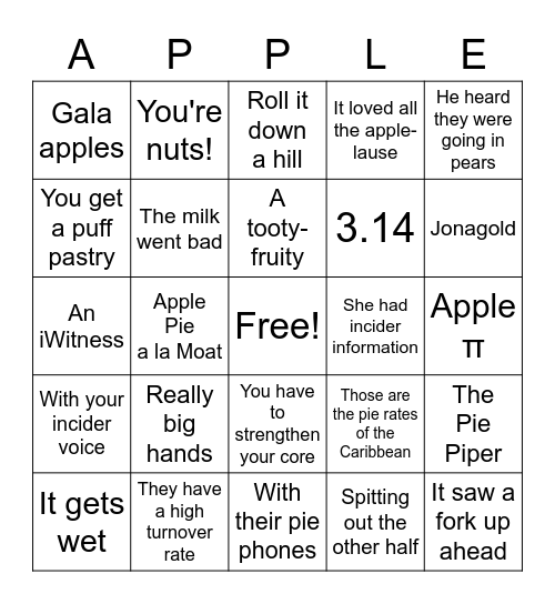 Barrels of Apples Bingo Card