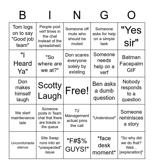 Site Swap Bingo!! Bingo Card