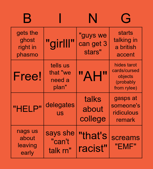 avery's bingo Card