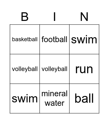 sports Bingo Card