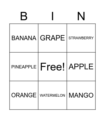 Fruit (A_Dwi Rahayu Sonia) Bingo Card