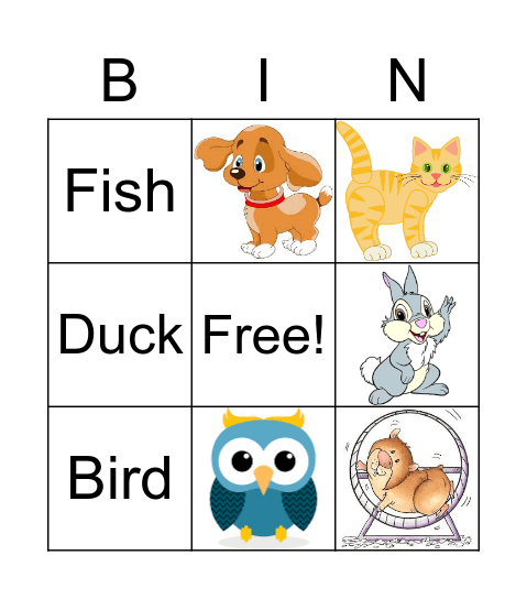 My lovely pets Bingo Card