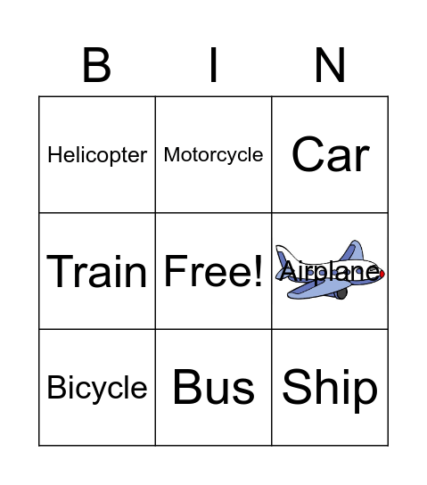Transportation Bingo ^^ Bingo Card