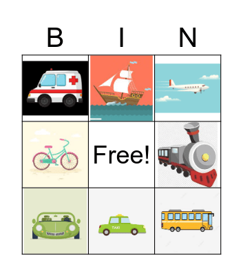 Transportation Bingo Card