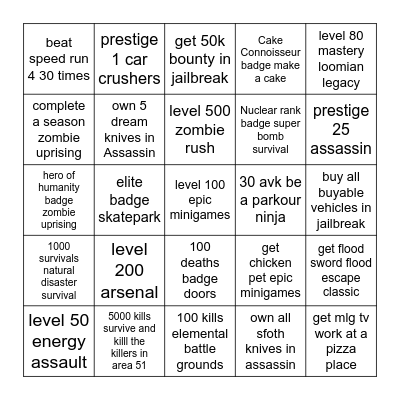 I: A New Journey Bingo Card