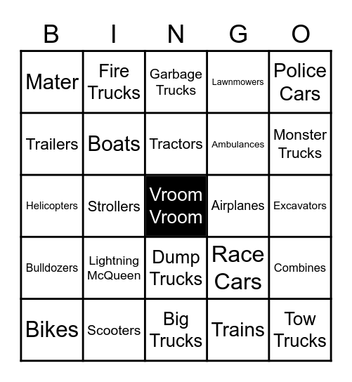 A Few of Cole's Favorite Things Bingo Card