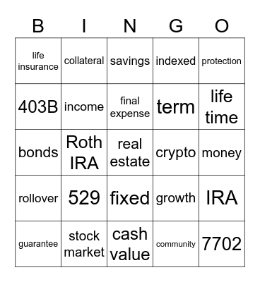 The Money Game Bingo Card