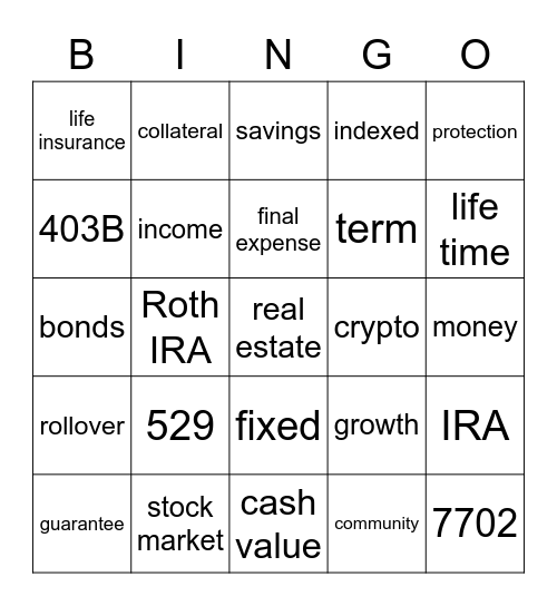 The Money Game Bingo Card