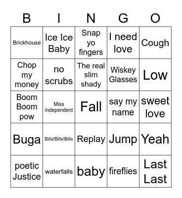 Song Bingo Card