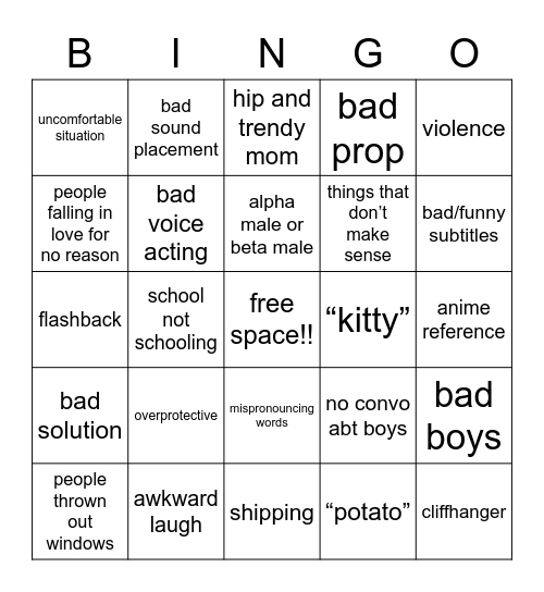 aphmau bingo bongo Bingo Card