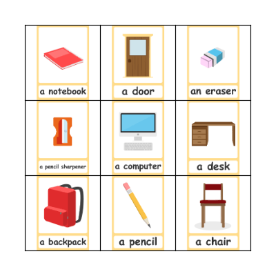 School objects friends starter Bingo Card