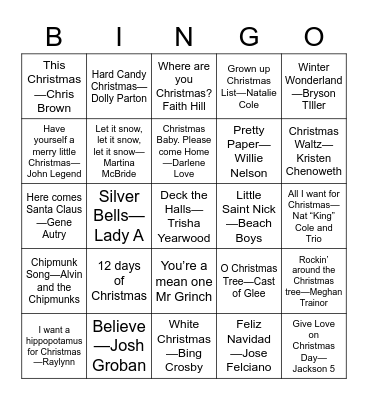 Christmas Radio Bingo Card