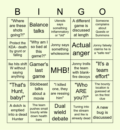Stogi-ingo Bingo Card