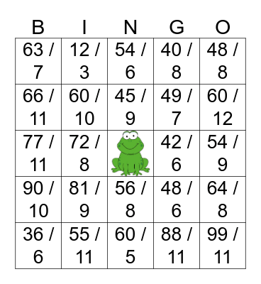 Claire's Division Bingo Card