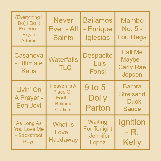 THE GUILTY PLEASURE EDITION Bingo Card