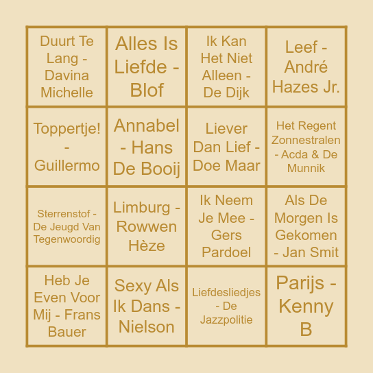 THE HOLLAND EDITION Bingo Card