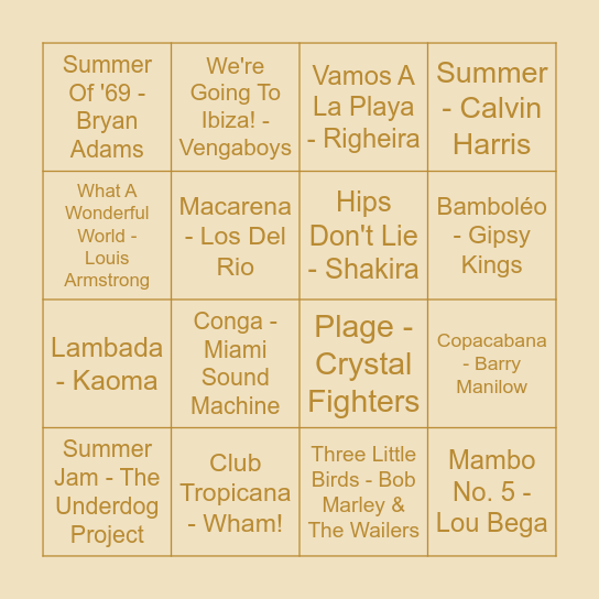 THE SUMMER EDITION Bingo Card