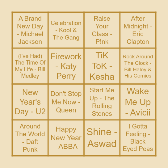 THE HAPPY NEW YEAR EDITION Bingo Card