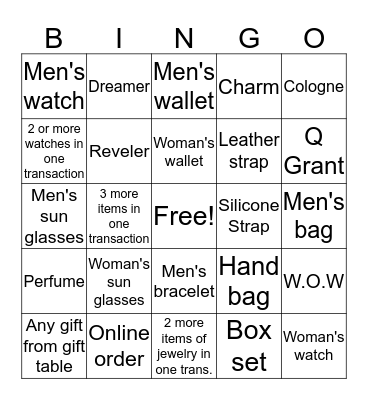 Fossil Contest Bingo Card