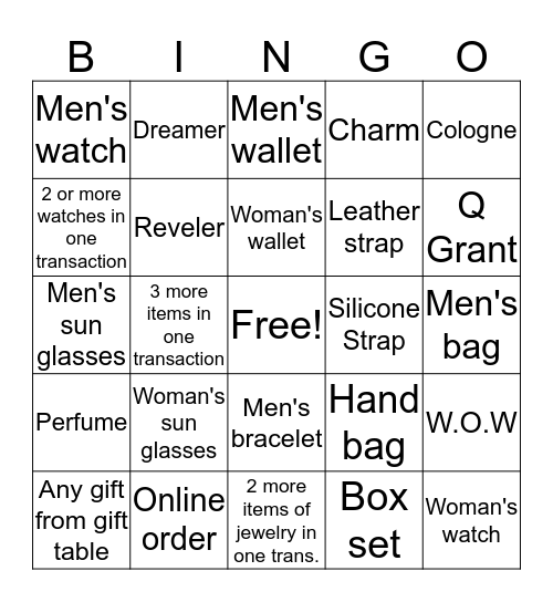 Fossil Contest Bingo Card