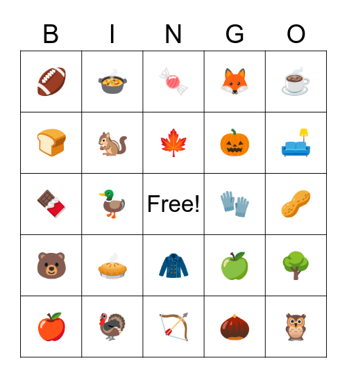 Fall BINGO Card