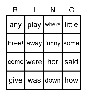 Kindergarten Unit 3 Vocabulary Words Bingo Card