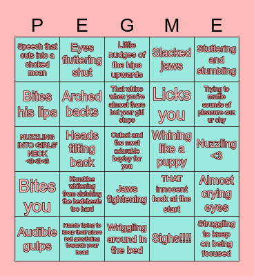 "Ideal Malewife Husbando" Bingo Card