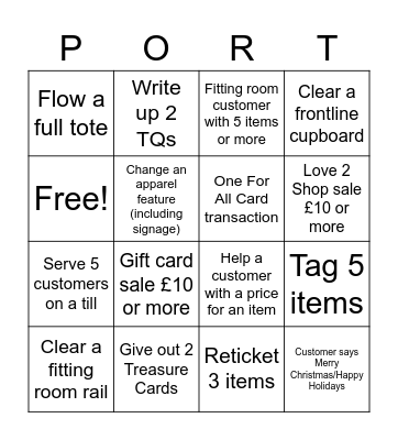 Port Bingo Card