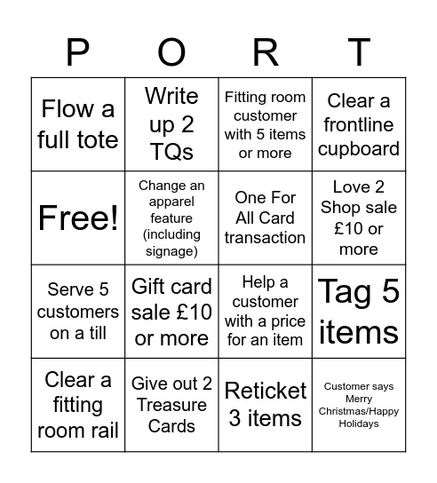 Port Bingo Card