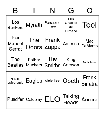 Sasq Music Bingo Card