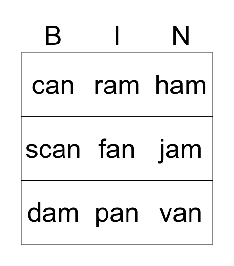 PHONICS 1A BINGO, WEEK 13 Bingo Card