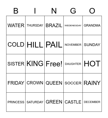 BINGO Card