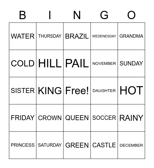 BINGO Card