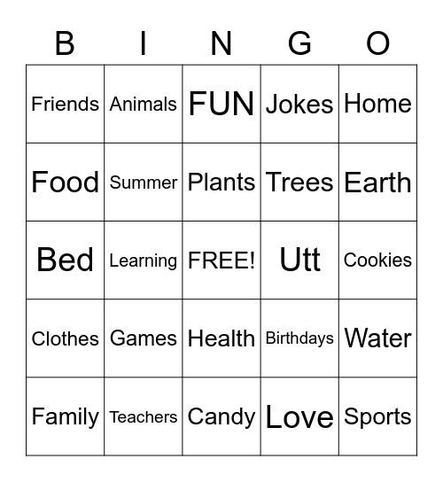 I am thankful for (2) Bingo Card