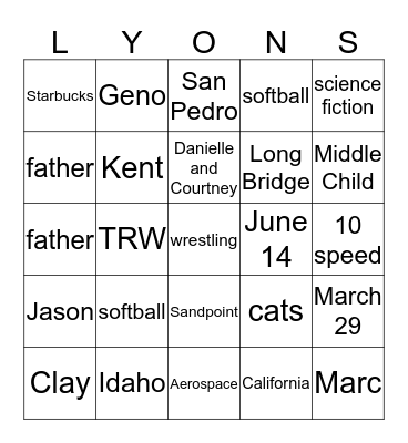 Happy Birthday Daniel Lyons Bingo Card