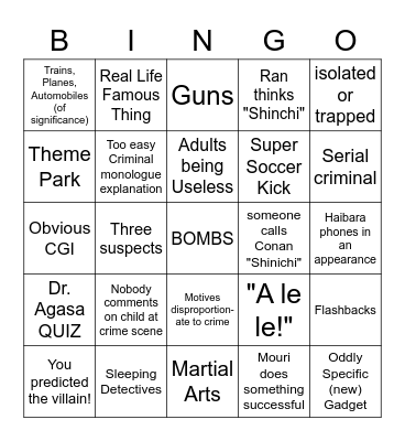 Detective Conan Movie Bingo 2.0 Bingo Card