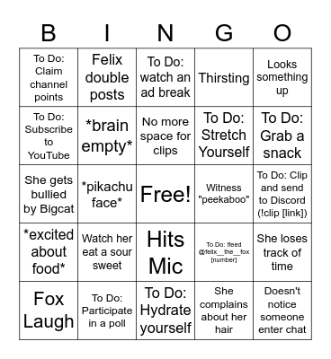 Zannah's Birthday Bingo Card