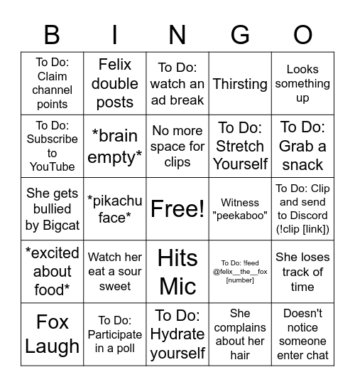 Zannah's Birthday Bingo Card