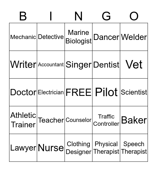 CAREERS Bingo Card