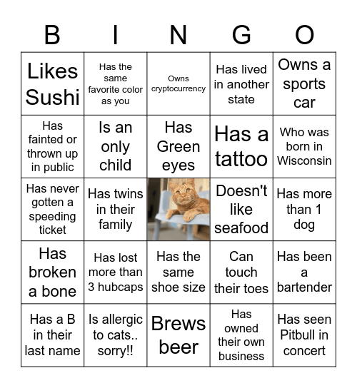 Find someon who.. Bingo Card