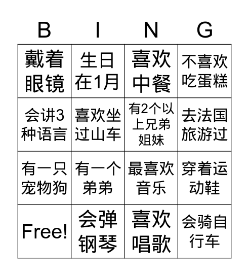 HUMAN BINGO Card