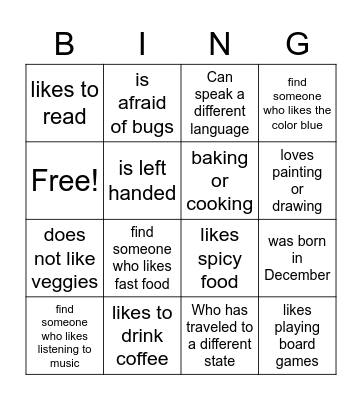 Find someone who...Bingo Card