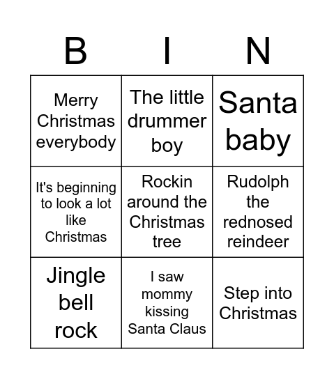 Christmas bingo Card