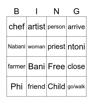 Untitled Bingo Card