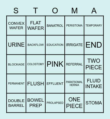 OSTOMY Bingo Card