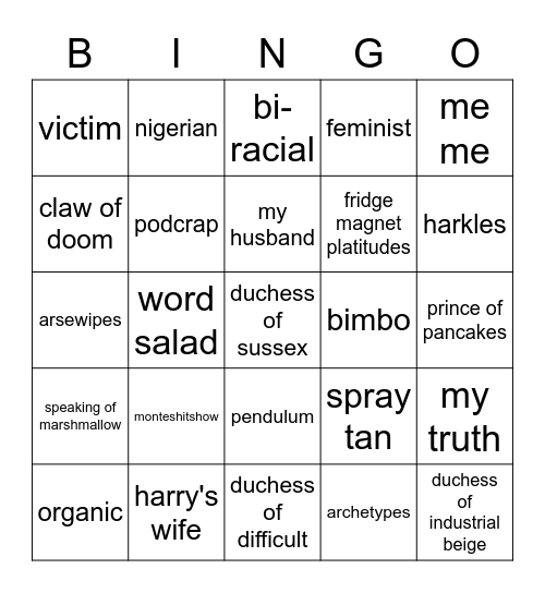 Sparkle Bingo Card