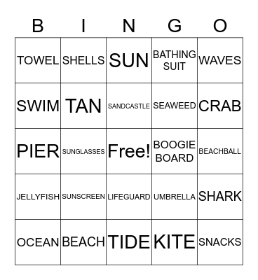 Beach BINGO Card