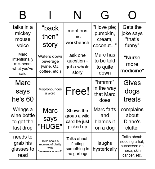 Marc Bingo! Bingo Card