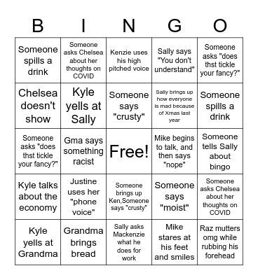 The Dinner Pt.1 Bingo Card