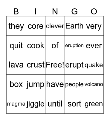 Unit F BINGO Card